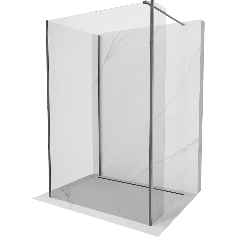 Mexen Kioto стена за душ Walk-in 130 x 100 x 40 см, прозрачно, gun gray матово - 800-130-100-221-66-00-040