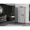 Mexen Kioto стена за душ Walk-in 140 x 70 x 30 см, черен модел, четка мед - 800-140-070-221-65-70-030