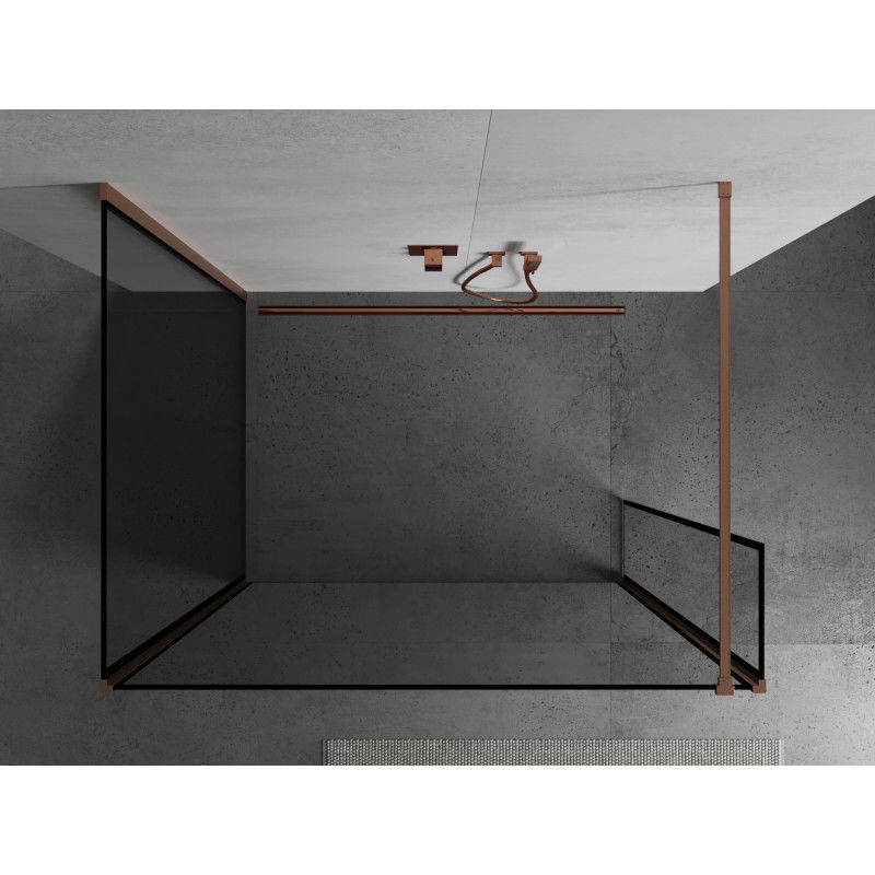 Mexen Kioto стъклена стена Walk-in 120 x 70 x 30 cm, черна рамка, матирана мед - 800-120-070-221-65-70-030