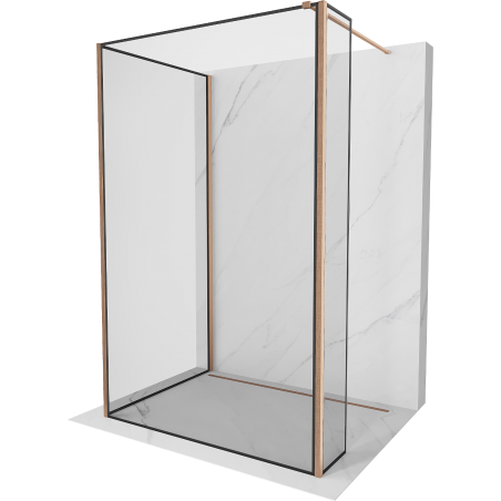 Mexen Kioto стена за душ Walk-in 110 x 100 x 30 см, черен шаблон, матова мед - 800-110-100-221-65-70-030