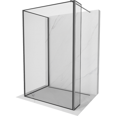Mexen Kioto стена за душ ванна Walk-in 120 x 100 x 30 см, черен модел, brushed gun gray - 800-120-100-221-66-70-030