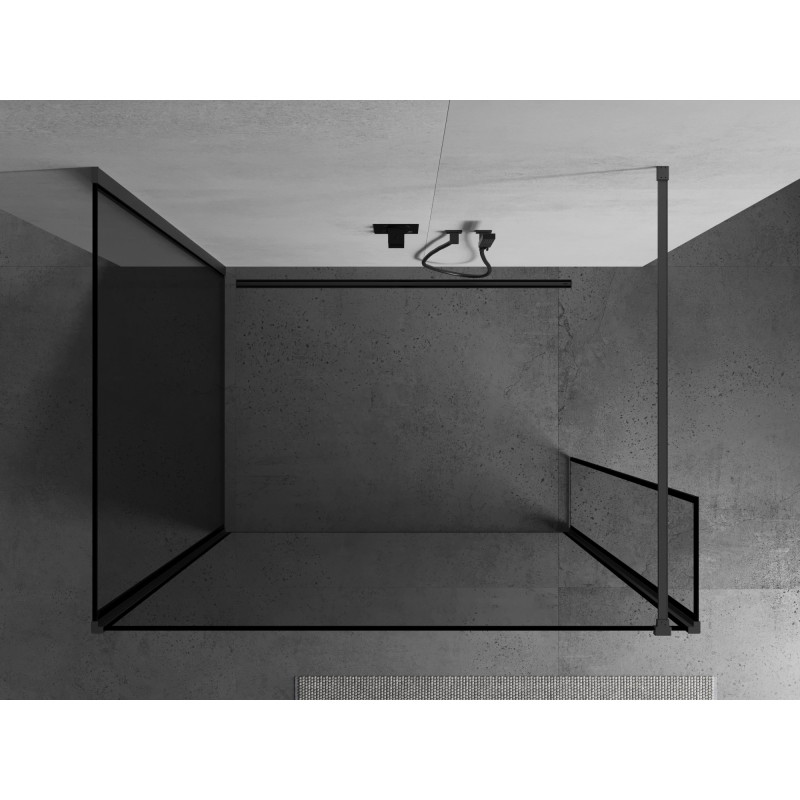 Mexen Kioto душ панел Walk-in 140 x 100 x 40 см, черна рамка, gun gray четка