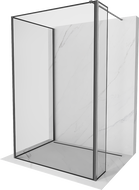 Mexen Kioto стена за душ Walk-in 120 x 110 x 40 cm, черен модел, gun gray четкан - 800-120-110-221-66-70-040