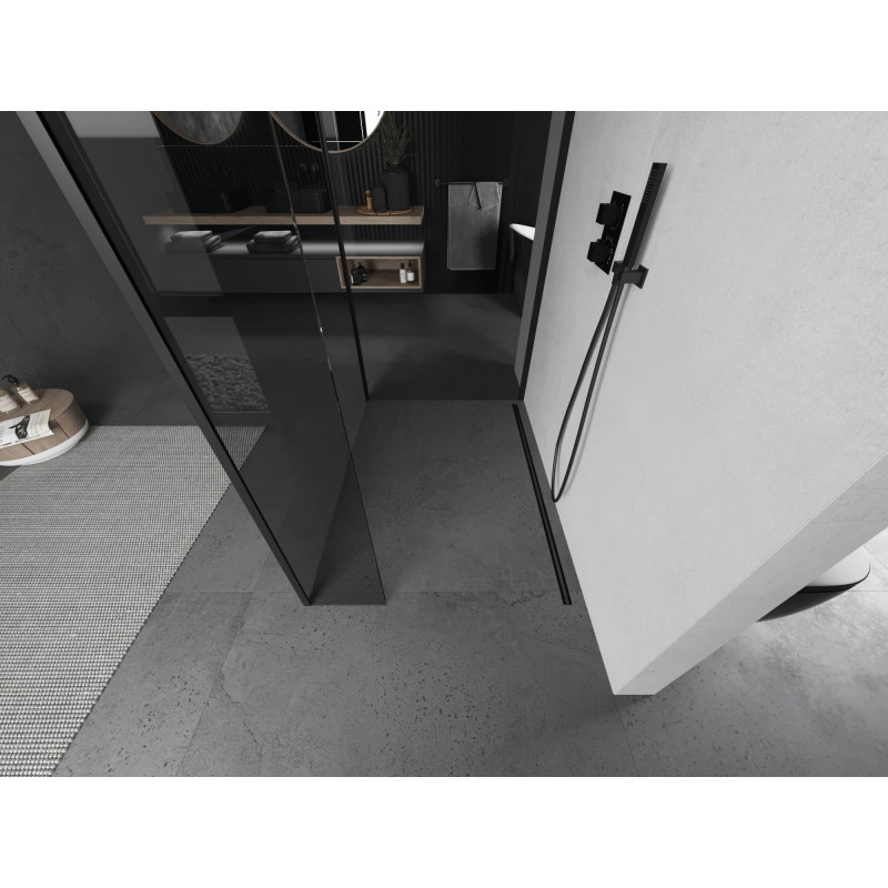 Mexen Kioto Душ преграда Walk-in 125 x 70 x 40 см, прозрачна, черна - 800-125-070-221-70-00-040
