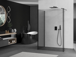 Mexen Kioto душ стенна Walk-in 125 x 90 x 40 cm, прозрачна, черна - 800-125-090-221-70-00-040