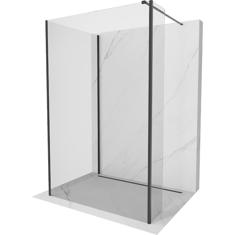 Mexen Kioto стена за душ Walk-in 130 x 110 x 40 см, прозрачна, черна - 800-130-110-221-70-00-040