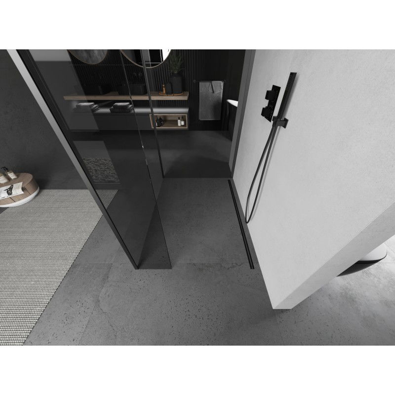 Mexen Kioto стена за душ Walk-in 90 x 80 x 40 см, прозрачна, gun metal - 800-090-080-221-95-00-040