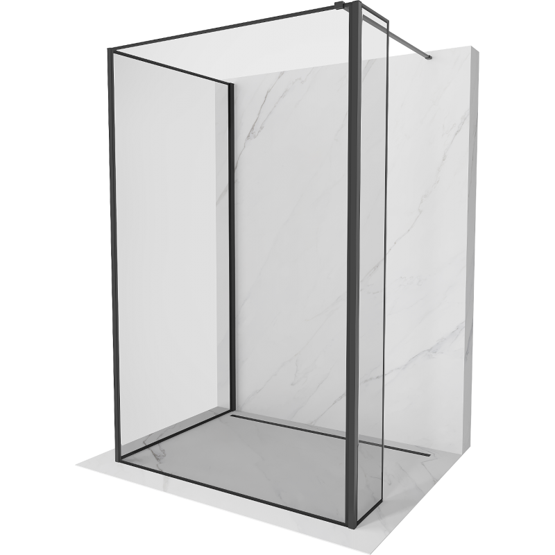 Mexen Kioto преграда за душ Walk-in 120 x 70 x 40 см, черен модел, черна - 800-120-070-221-70-70-040
