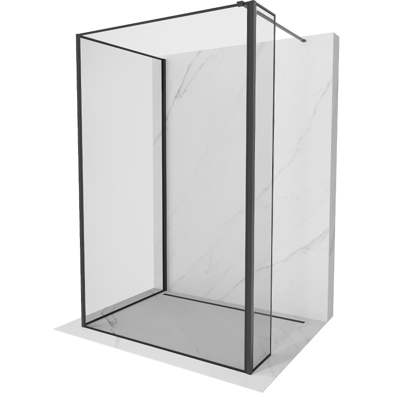 Mexen Kioto Душ стена Walk-in 120 x 80 x 40 см, черна рамка, черна - 800-120-080-221-70-70-040