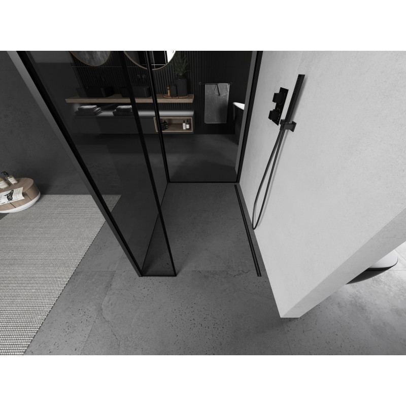 Mexen Kioto Душ стена Walk-in 120 x 80 x 40 см, черна рамка, черна - 800-120-080-221-70-70-040
