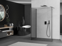 Mexen Киото стена за душ Walk-in 120 x 100 x 40 см, прозрачен, gun metal - 800-120-100-221-95-00-040