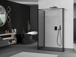 Mexen Kioto душ кабина Walk-in 140 x 110 x 40 см, черен модел, черен - 800-140-110-221-70-70-040
