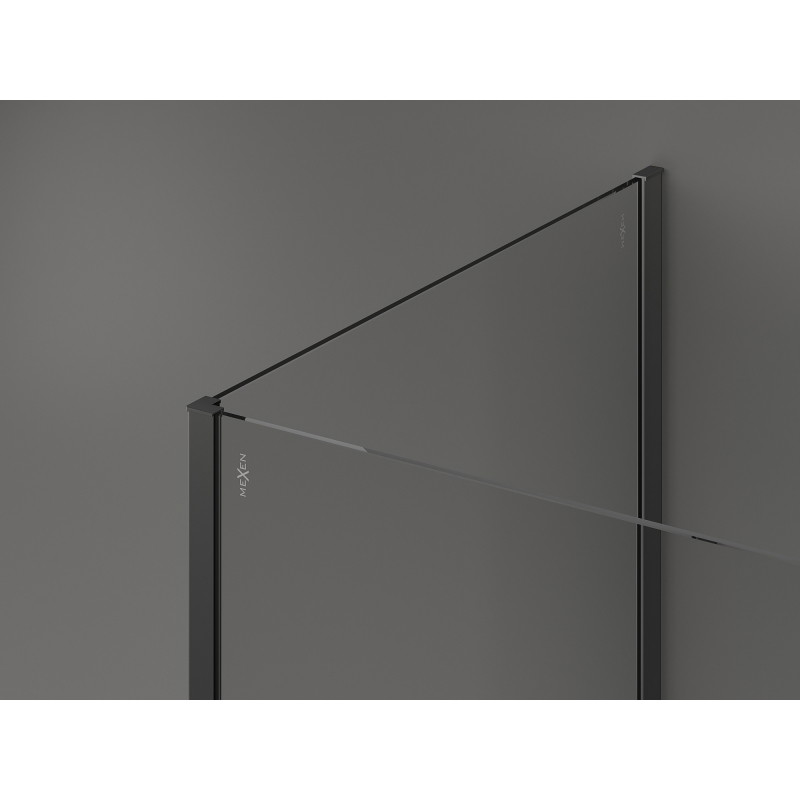 Mexen Kioto душ кабина Walk-in 90 x 80 x 30 см, черна рамка, gun metal - 800-090-080-221-95-70-030