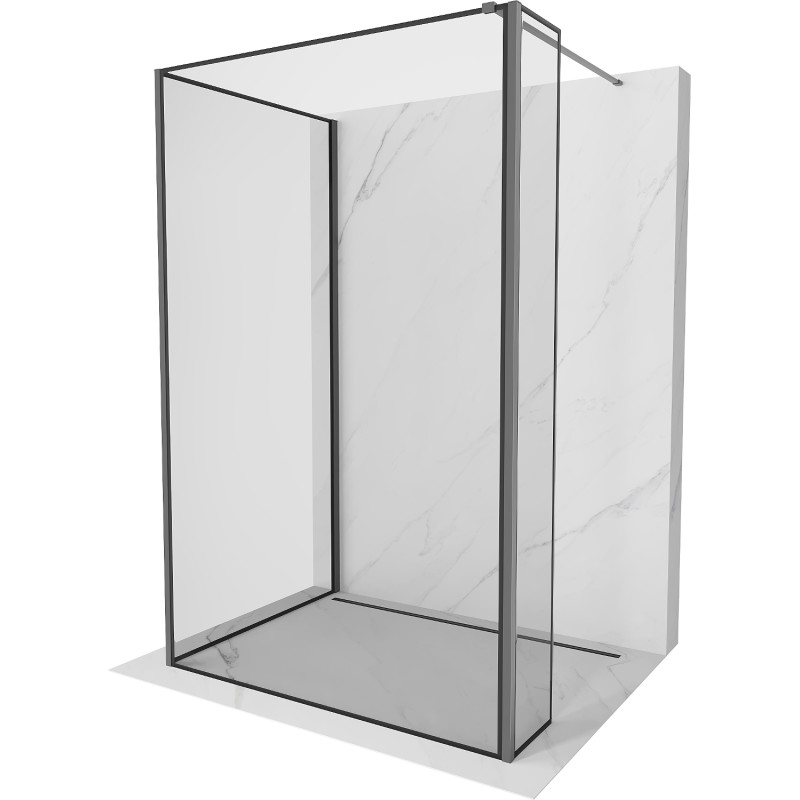 Mexen Kioto Душ стена Walk-in 130 x 100 x 30 см, черна рамка, gun metal - 800-130-100-221-95-70-030