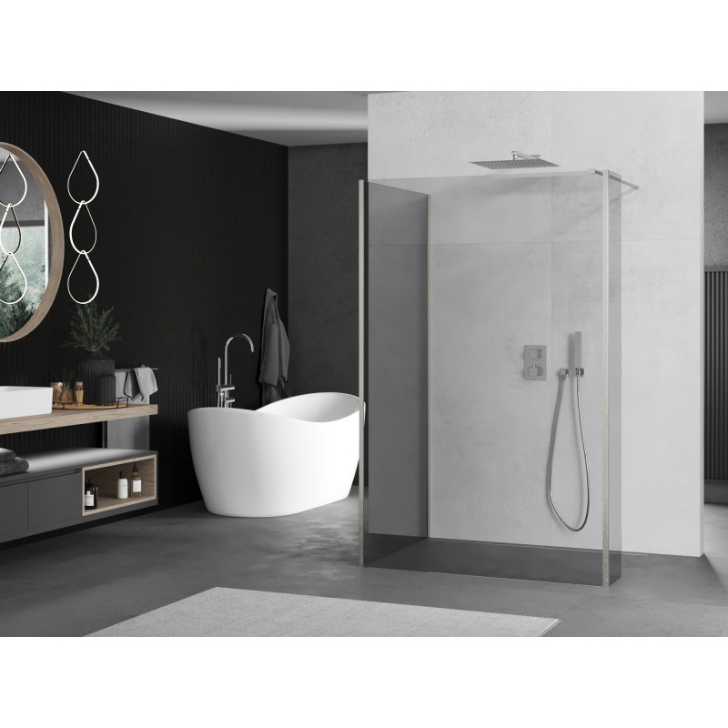 Mexen Kioto Душ стена Walk-in 135 x 100 x 30 см, прозрачна, четкан никел