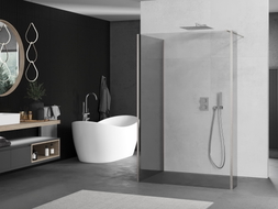 Mexen Kioto Душ стена Walk-in 135 x 100 x 30 см, прозрачна, четкан никел