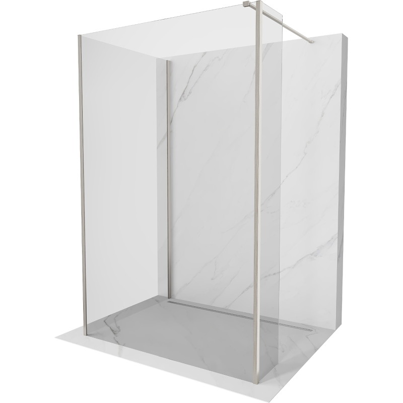 Mexen Kioto Душ стена Walk-in 135 x 100 x 30 см, прозрачна, четкан никел