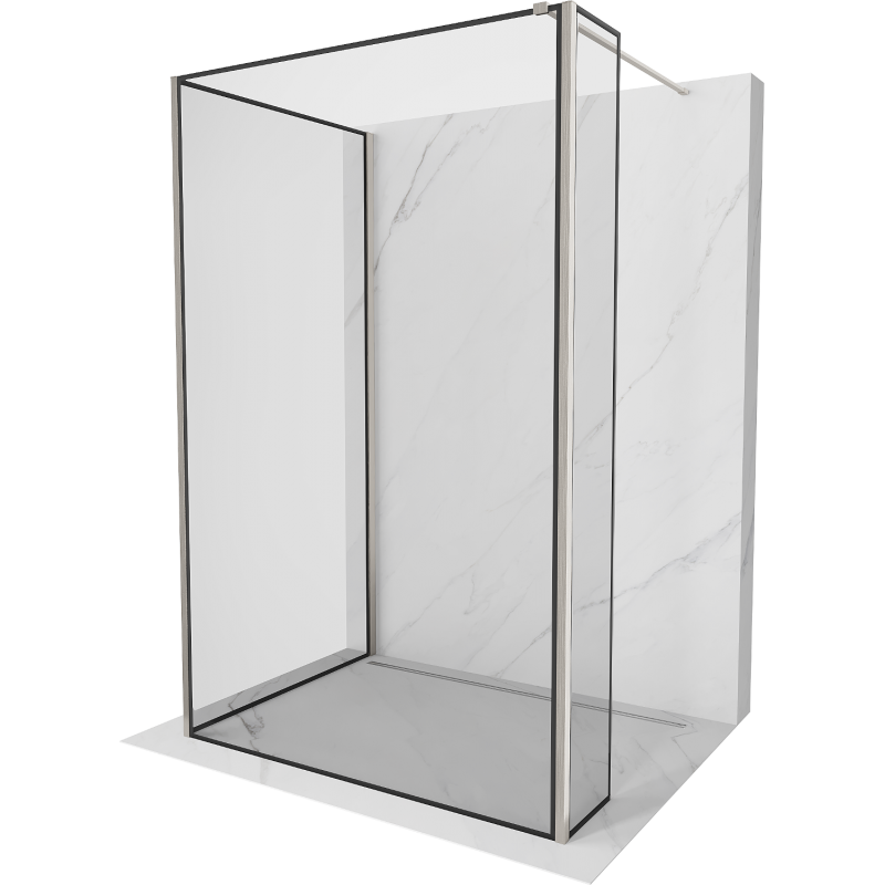 Mexen Kioto стена за душ Walk-in 140 x 70 x 30 см, черен модел, четкан никел - 800-140-070-221-97-70-030