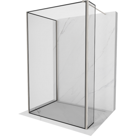 Mexen Kioto стена за душ 140 x 90 x 40 см, черен модел, сатениран никел - 800-140-090-221-97-70-040