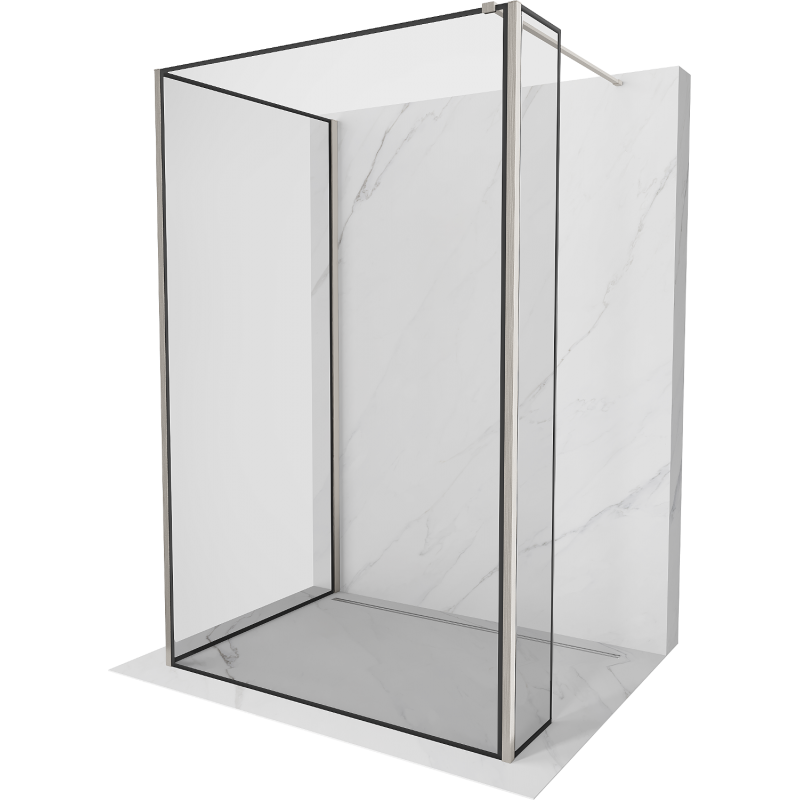 Mexen Kioto стена душ Walk-in 140 x 120 x 40 см, черен модел, четкан никел - 800-140-120-221-97-70-040