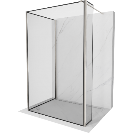 Mexen Kioto стена душ Walk-in 140 x 120 x 40 см, черен модел, четкан никел - 800-140-120-221-97-70-040
