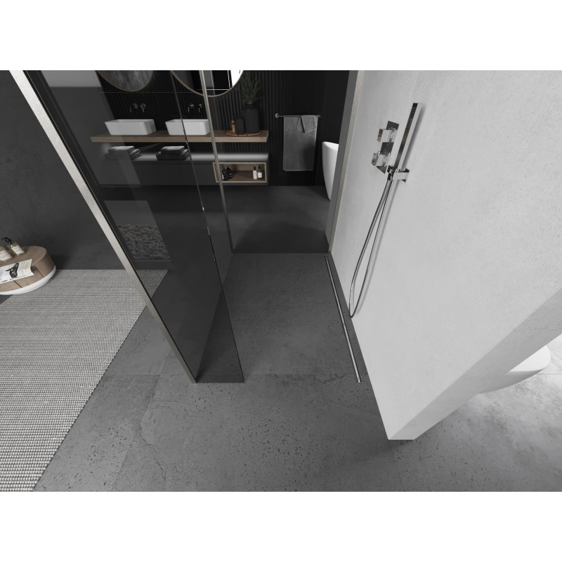 Mexen Kioto душ стена Walk-in 125 x 100 x 40 cm, прозрачна, четкан никел - 800-125-100-221-97-00-040