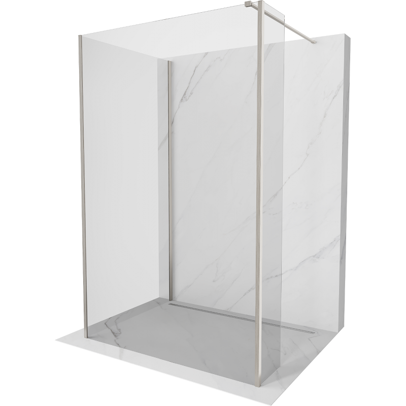 Mexen Kioto стена за душ Walk-in 130 x 115 x 40 см, прозрачна, сатенен никел - 800-130-115-221-97-00-040