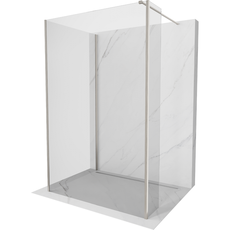Mexen Kioto стена за душ Walk-in 140 x 115 x 40 см, прозрачна, четкан никел - 800-140-115-221-97-00-040