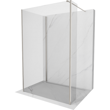 Mexen Kioto стена за душ Walk-in 140 x 115 x 40 см, прозрачна, четкан никел - 800-140-115-221-97-00-040