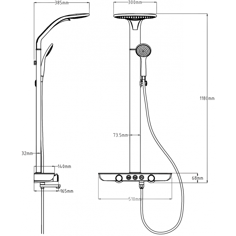 Mexen Blaze външен душ комплект с душ глава и батерия, бял/хром - 78109-20