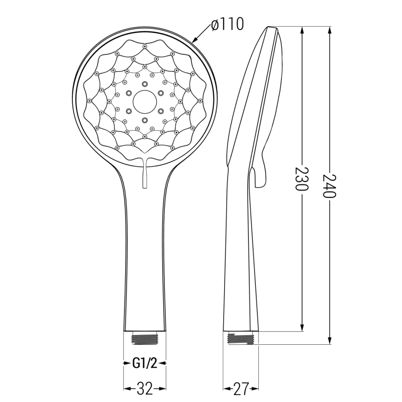 Mexen R-74 3-функционален душ с глава, хром/бял - 79574-00