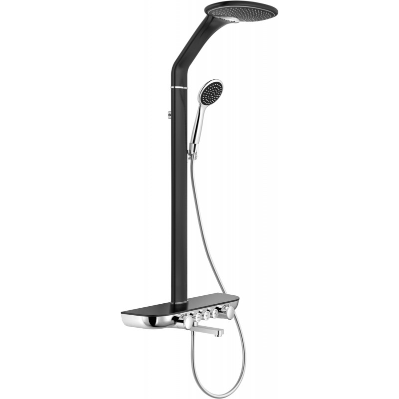 Mexen Blaze външен душ комплект с тропически душ и батерия, черно/хром