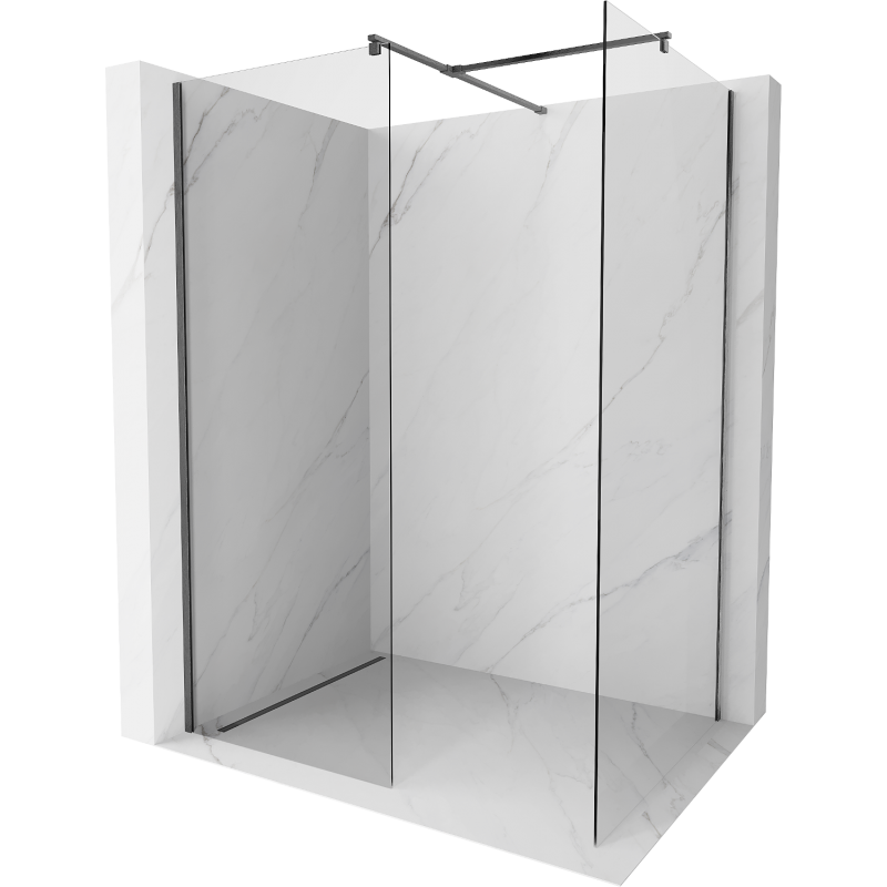 Mexen Kioto стена за душ Walk-in 90 x 90 cm, прозрачен, четка сив - 800-090-202-66-00-090