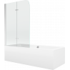 Mexen Cube правоъгълна вана 170 x 80 cm с облицовка и 2-крилен параван 80 cm, прозрачна, хром - 550517080X9008020100