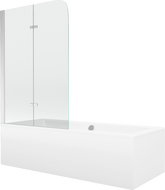 Mexen Cube правоъгълна вана 170 x 80 cm с облицовка и 2-крилен параван 80 cm, прозрачна, хром - 550517080X9008020100