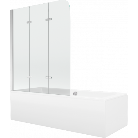 Mexen Cube Правоъгълна вана 170 x 80 см с облицовка и параван с 3 крила 120 см,