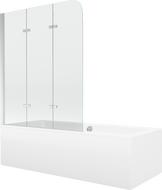 Mexen Cube вана правоъгълна 170 x 80 см с обшивка и параван 3-створчат 120 см, прозрачен, хром - 550517080X9012030100