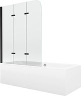 Mexen Cube вана правоъгълна 170 x 80 см с обшивка и преграда с 3 крила 120 см, прозрачна, черна - 550517080X9012037000
