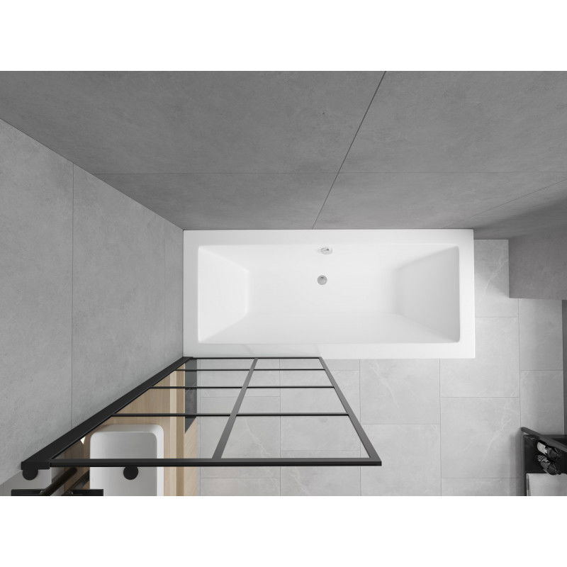 Mexen Cube правоъгълна вана 170 x 80 cm с облицовка и 1-крилен параван 70 cm, черен