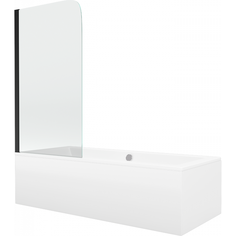 Mexen Cube правоъгълна вана 180 x 80 см с корпус и 1-крил параван 70 см,