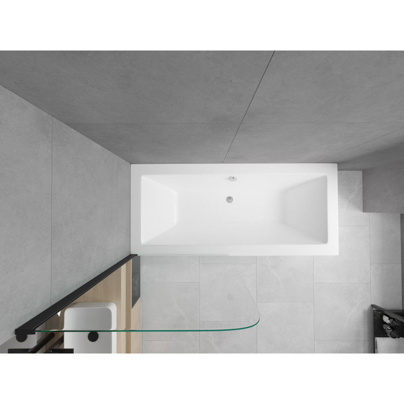 Mexen Cube правоъгълна вана 180 x 80 см с корпус и 1-крил параван 70 см,