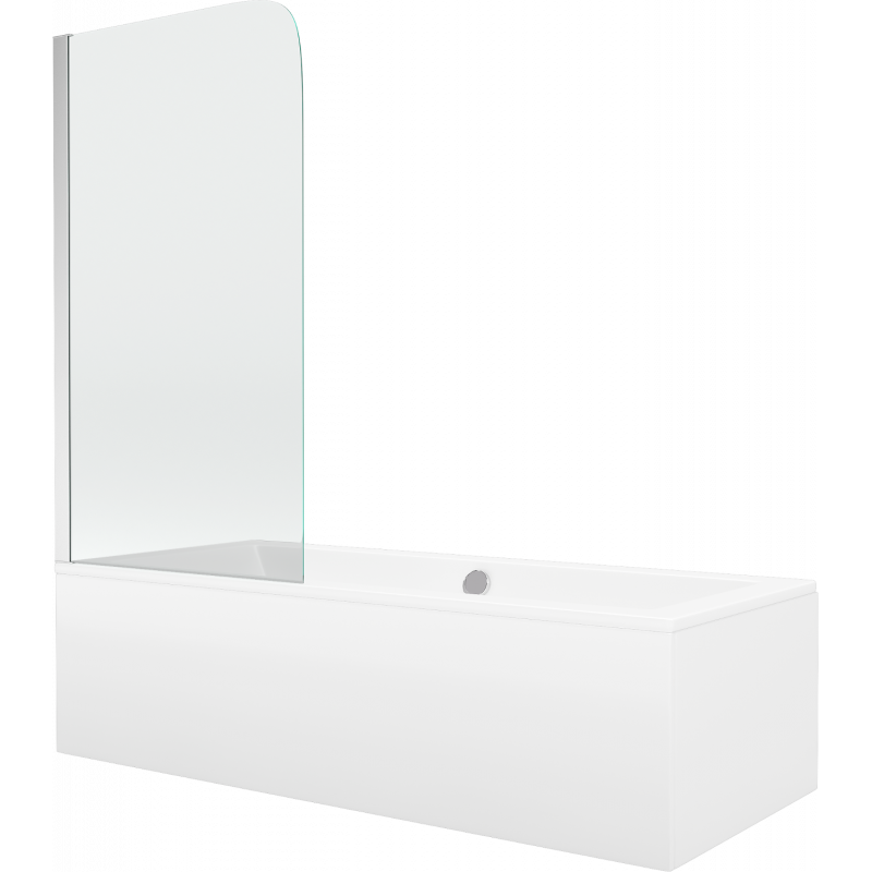 Mexen Cube правоъгълна вана 180 x 80 см с облицовка и 1-крилен параван 80 см,