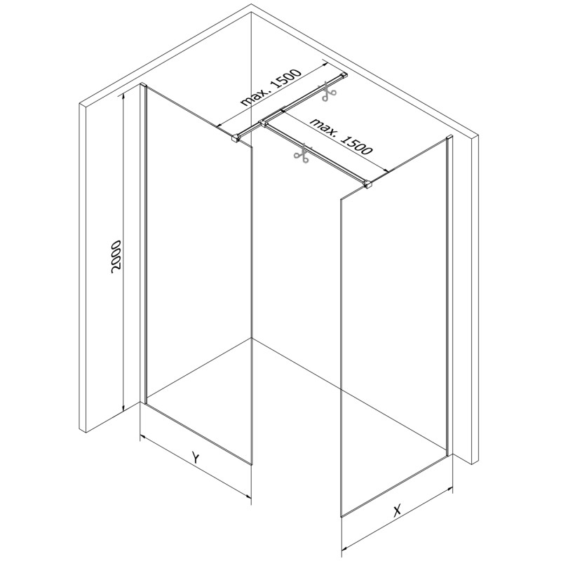 Mexen Kioto душ преграда Walk-in 145 x 80 см, прозрачен, gun metal - 800-145-202-95-00-080