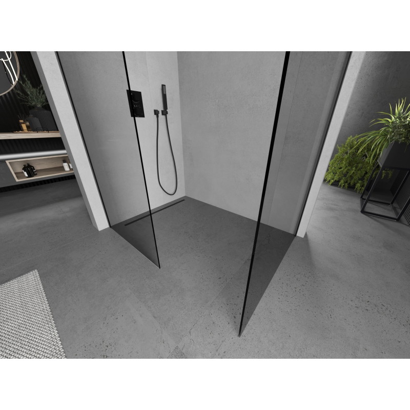 Mexen Kioto душ преграда Walk-in 145 x 80 см, прозрачен, gun metal - 800-145-202-95-00-080