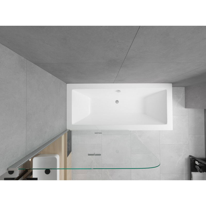 Mexen Cube правоъгълна вана 180 x 80 cm с облицовка и двукрилен параван 80 cm, прозрачна, хром - 550518080X9008020100