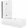 Mexen Cube правоъгълна вана 180 x 80 cm с обшивка и 2-крилен параван 100 cm, прозрачен, черен - 550518080X9010027000
