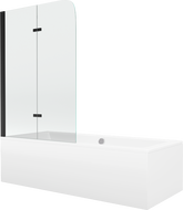 Mexen Cube правоъгълна вана 180 x 80 cm с обшивка и 2-крилен параван 100 cm, прозрачен, черен - 550518080X9010027000