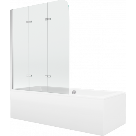 Mexen Cube Правоъгълна вана 180 x 80 см с облицовка и трикрило параван 120 см,