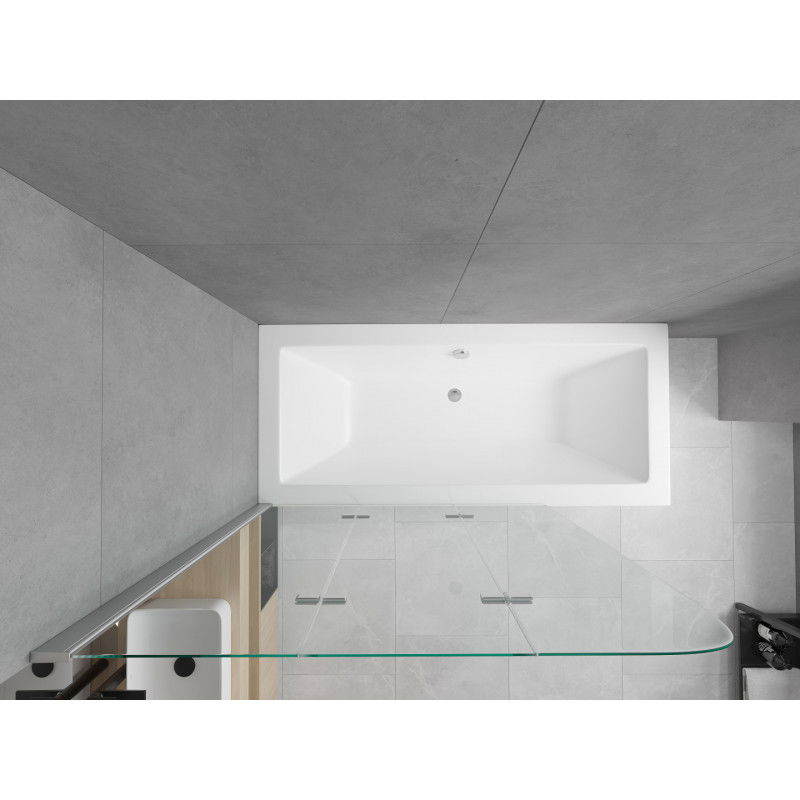 Mexen Cube правоъгълна вана 180 x 80 см с облицовка и 3-крилен параван 120 см, прозрачен, хром - 550518080X9012030100