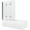 Мексан Cube правоъгълна вана 180 x 80 cm с обшивка и 3-крилен параван 120 см, прозрачен, черен - 550518080X9012037000